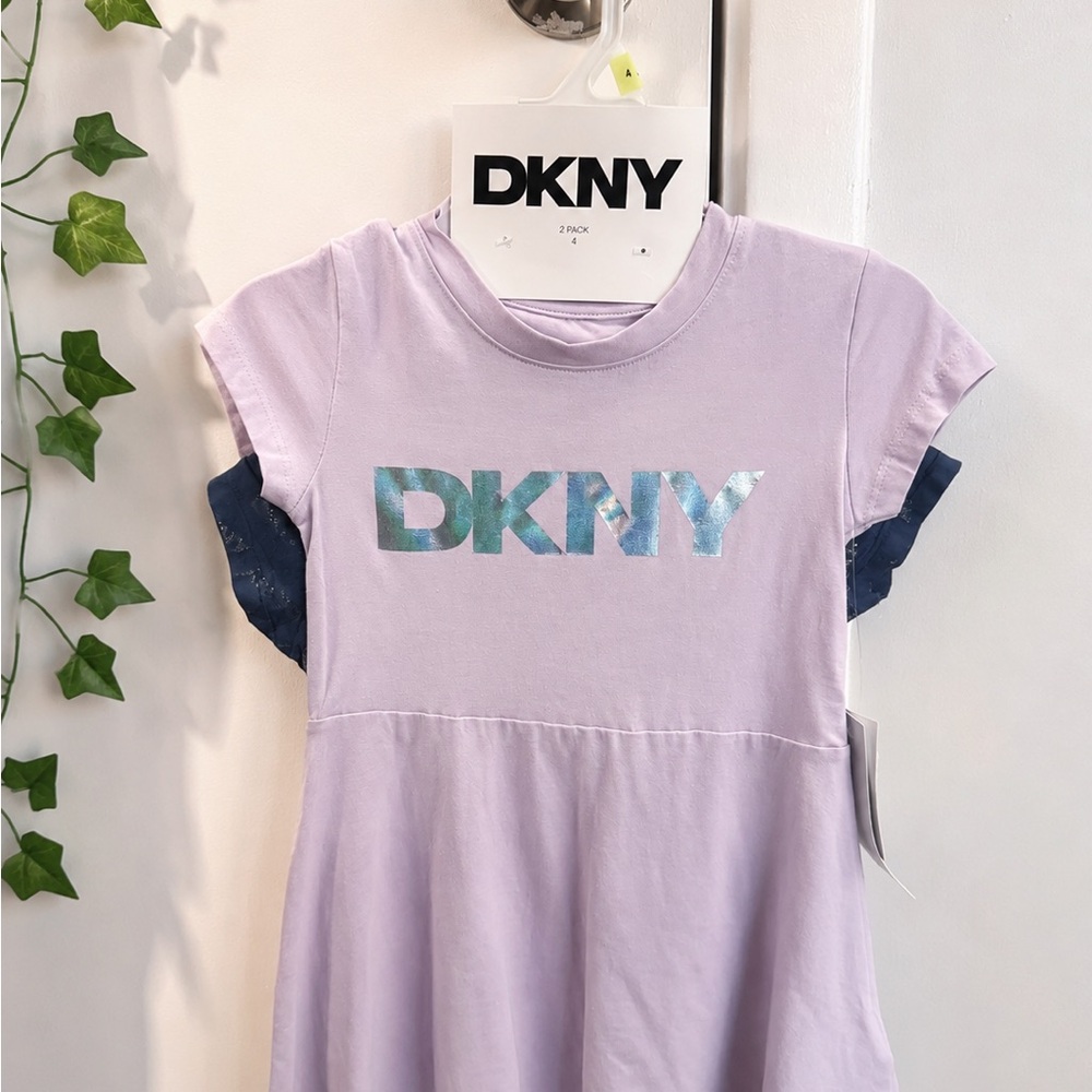 DKNY Lavender Dress with Iridescent Blue Logo